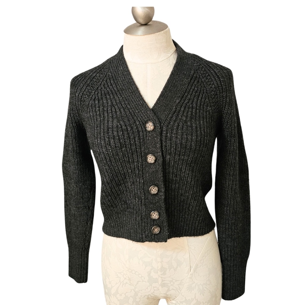 Superdry Jessica V-Neck Cardigan Alpaca Blend Sweater Size 2 XS